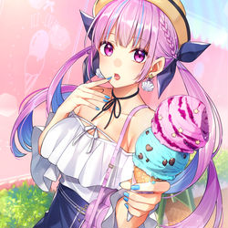 VTuber, hololive_art / 一口食べる？＿ / May 1st, 2020