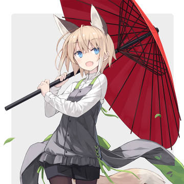 original, fox ears, cute / 散歩きつね