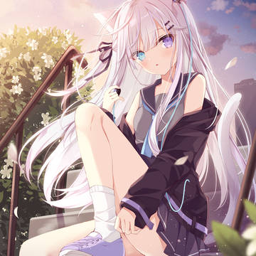 original, girl, white socks / 白猫ちゃん