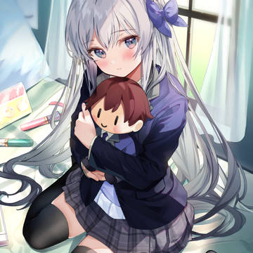 girl, w sitting, work illustration / ネトゲの嫁が人気アイドルだった