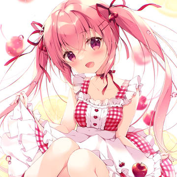 original, twin ponytails, pink hair / 初夏🍒