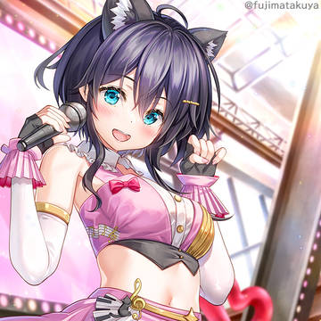 clothed breasts, breasts, thighs / 「ど、どうも、はは、はじめましてっ。湊甘音ですっ」