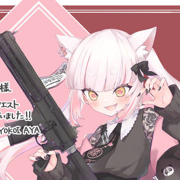 cat ears, twin ponytails, pink hair / 【Skeb】妖小琳様