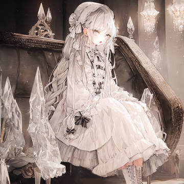 white hair, young girl, mysterious / 潜行. 白い水晶の魔女を訪ねて