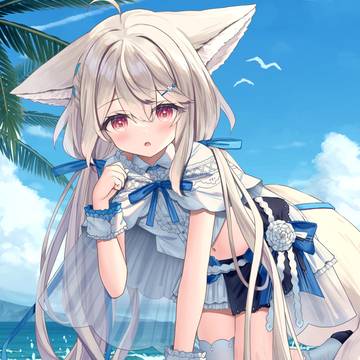 animal ears, beach ball, bellybutton / 桜田シロちゃん