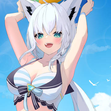Fubuki Shiragami, Fubuki Shiragami fanart, girl / 新水着フブキちゃん