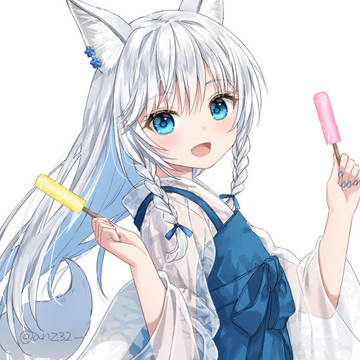 original, silver hair, fox ears / どっちのアイス食べたい？