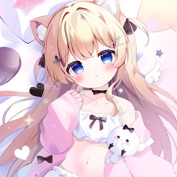 original, cat ears, girl / 💛🤍