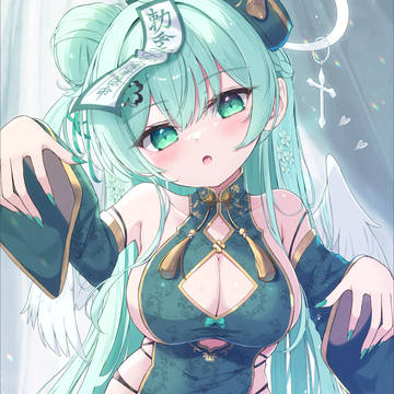 girl, original, green hair / キョンシーコス代理ちゃんに襲われたい