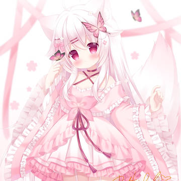 loli, girl, virtual YouTuber / 白毛和风萝莉