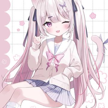 girl, cat ears, twin ponytails / 🌸🦋
