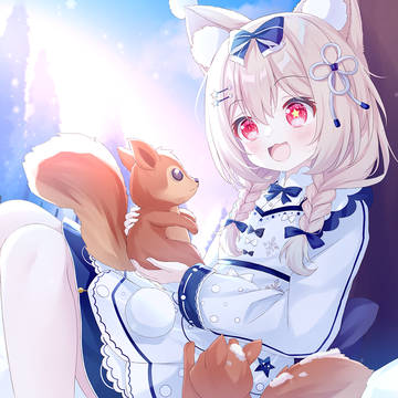 squirrel, loli, girl / 【委托】雪景里的可爱小松鼠
