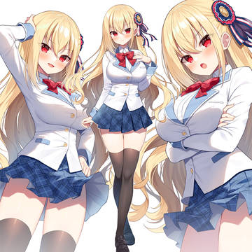 blonde, girl, thighs / にほん女子校生ずかん「雛芥子真琴」ちゃん