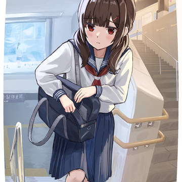 girl, sailor uniform, train / 小田急新宿