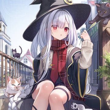 girl, original, wizard / 猫集めの魔法