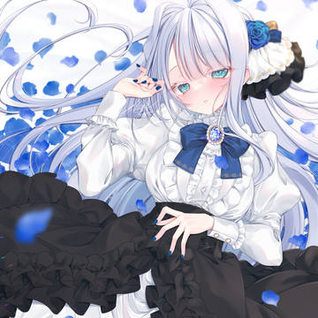 girl, original, silver hair / 綴