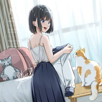 original, girl, sailor uniform / 今日から新しい制服！