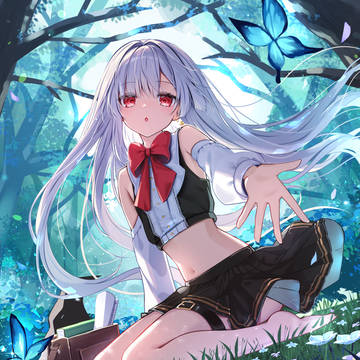 girl, flower, wizard / 魔法の森の目覚め
