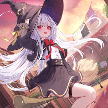 girl, white hair, wizard / また空で、待ってるね