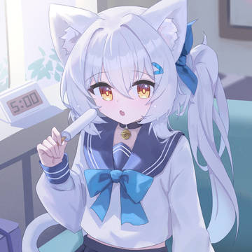 girl, illustration, cute / neko