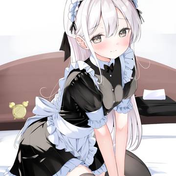 maid uniform, sweat, w-sitting / メイド妹ちゃん！！！（セリフなし）