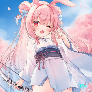loli, girl, bewitching thighs / 【约稿】可爱樱花兔兔