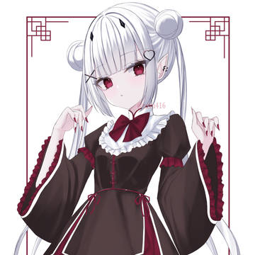 girl, original, white hair / 華ロリィタ