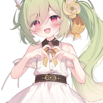 girl, virtual YouTuber, hands forming a heart / 11月のskeb