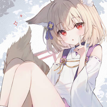 fox, animal ears, girl / こんこん🦊