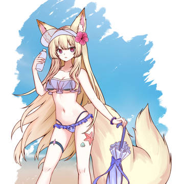 swimsuit, girl, beast ears / 璃梦·夏日