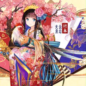 original, Rooster, kimono / 迎春