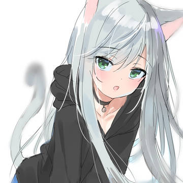 hoodie, knee highs, original / 猫耳