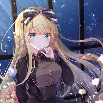 original, work illustration, long blond hair / Night falls