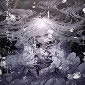original, greyscale, silver long hair / 【お仕事】Oxydlate