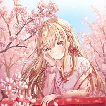 girl, sakura, nail polish / 桜