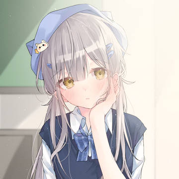 school, uniform, blue eyes / 授業つまらないなぁ…