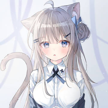 animal ears, uniform, clothed breasts / にゃ？