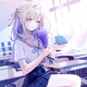 original, girl, silver hair / pale blue