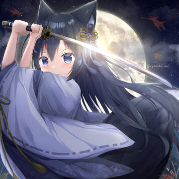 original, girl, loli / 宵月夜と黒狐