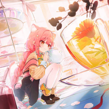original, girl, cat ears / Blossom tea time