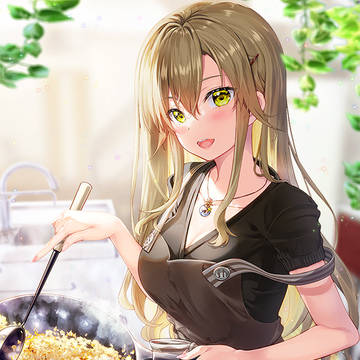 pencil skirt, fried rice, apron / お昼はやっぱり卵チャーハン