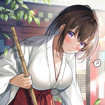 original, clothed breasts, breasts / 参拝客の注目を集める、はわわJKちゃん