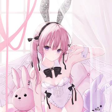 bunny girl, plushie, garterbelt / 「こっちに来て。」