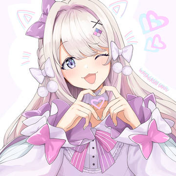 Watagashi Unou, virtual YouTuber, hands forming a heart / わたがしうのう
