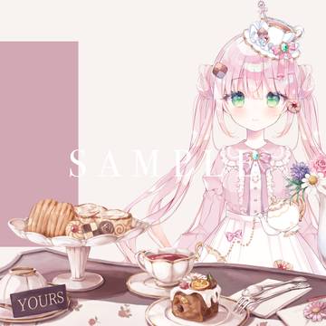 AmelieKanon, virtual YouTuber, work illustration / 【ご依頼絵】Amelie Kanon様　テーブル画像