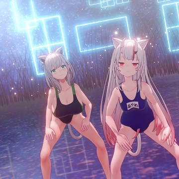 girl, original, swimsuit / Hey Mama ~百鬼あやめ, 白銀ノエル