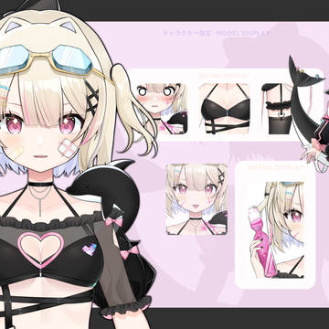 original, virtual YouTuber, vtb / イルカ水着少女　live2d立ち絵　vtuberデザイン