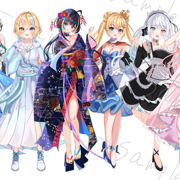 work illustration, group picture, virtual YouTuber / 【仕事イラスト】IRIAM立ち絵まとめ