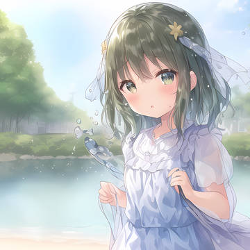 girl, young girl, water / 水と海がある場所から