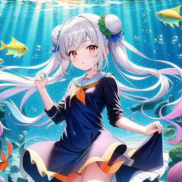 girl, young girl, loli / 水の中